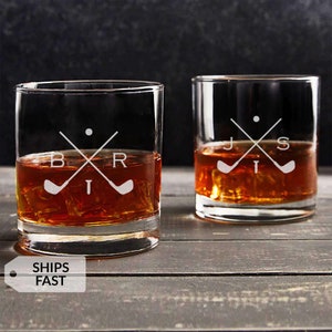 Personalized Golf Whiskey Glass by Lifetime Creations: Engraved Golf Rocks Glass with Initials, Gift for Golfer, Golf Outings, Groomsmen