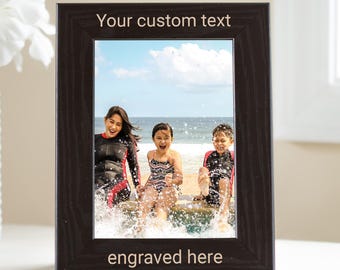 Lifetime Creations - Cadre photo personnalisé avec texte et police de caractères personnalisés (noir) : cadre photo gravé, cadre en bois personnalisé, MADE IN USA