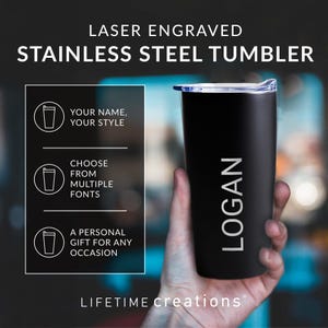 Personalized Name Tumbler: Engraved 20 oz Stainless Steel Travel Coffee Mug with Lid and Gift Box image 3