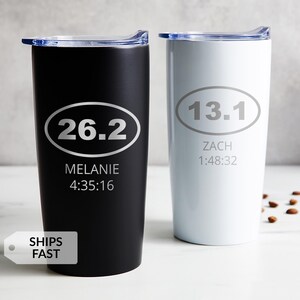 Engraved Personalized Marathon Tumbler by Lifetime Creations: Gift for Marathoner, Runner, 26.2, 13.1, 10K, 5K, Coffee Travel Mug SHIPS FAST