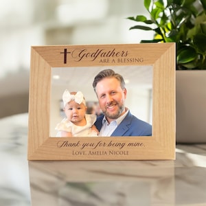 Personalized Godfather Picture Frame by Lifetime Creations: Custom Godfather Gift for Baptism, Godfather Proposal, Engraved Godfather Frame image 2