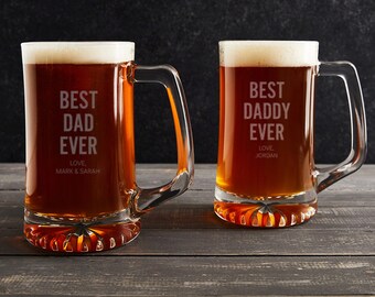 Father/'s Day Gift Gift for Dad Personalized 25 oz Frosted Glass Beer Mug
