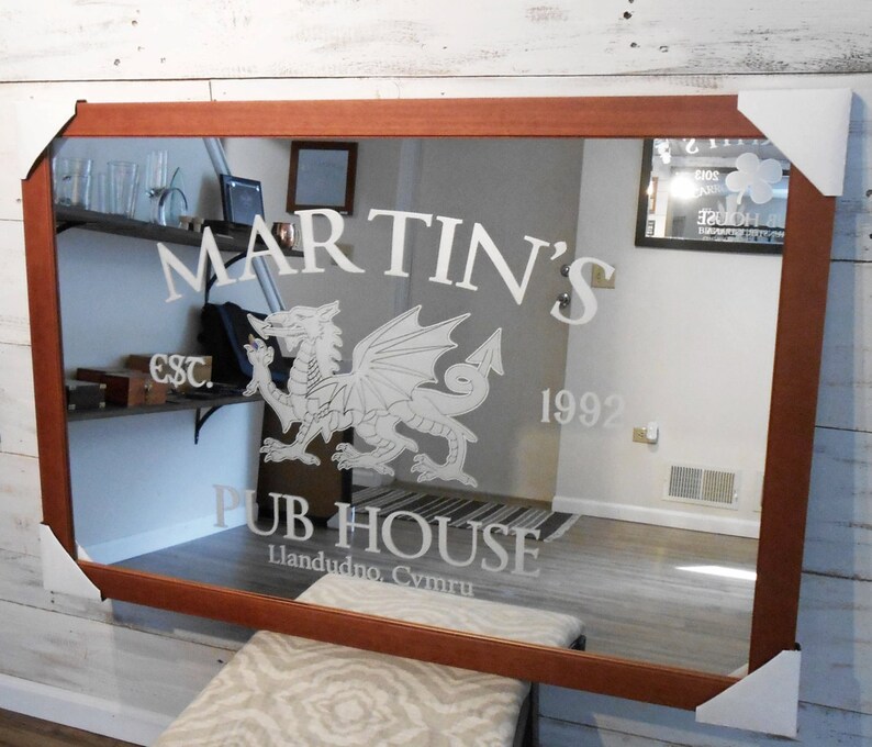 Engraved Custom Bar Mirror with Your Logo Personalized Custom Etsy