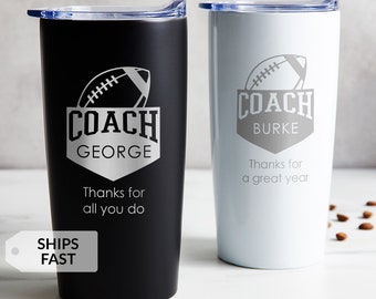 Engraved Personalized Football Coach Tumbler by Lifetime Creations: Customized Gift Travel Mug, Coaches Appreciation from Team, Thank You