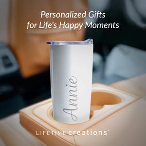 Personalized Name Tumbler: Engraved 20 oz Stainless Steel Travel Coffee Mug with Lid and Gift Box image 8