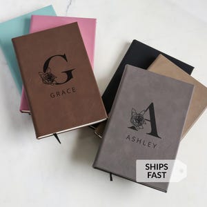 Monogrammed Bridesmaid Notebook Journal by Lifetime Creations: Customized Notebook, Vegan Leather Lined Paper, Personalized Bridesmaid Gifts