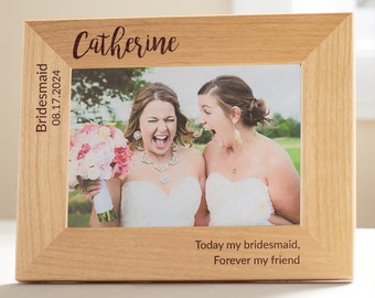 Personalized Bridesmaid Picture Frame by Lifetime Creations: Junior Bridesmaid Gift, Bridesmaids Proposal Box Stuffer, Maid of Honor Present