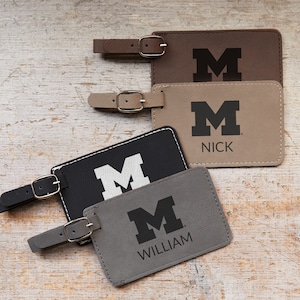 Personalized Michigan Wolverines Luggage Tag by Lifetime Creations: Officially Licensed Gift for Graduation, Father&#39;s Day, Football Fan