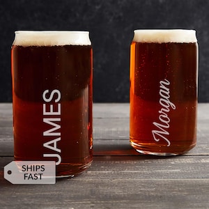 Personalized Beer Can Glass with Name by Lifetime Creations: Custom Engraved Beer Glass, Gift for Dad, Groomsmen Gifts, MADE IN USA