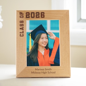 Custom Graduation Picture Frame by Lifetime Creations: Class of 2026, High School College Graduation Gifts, Senior 2026, ENGRAVED IN USA