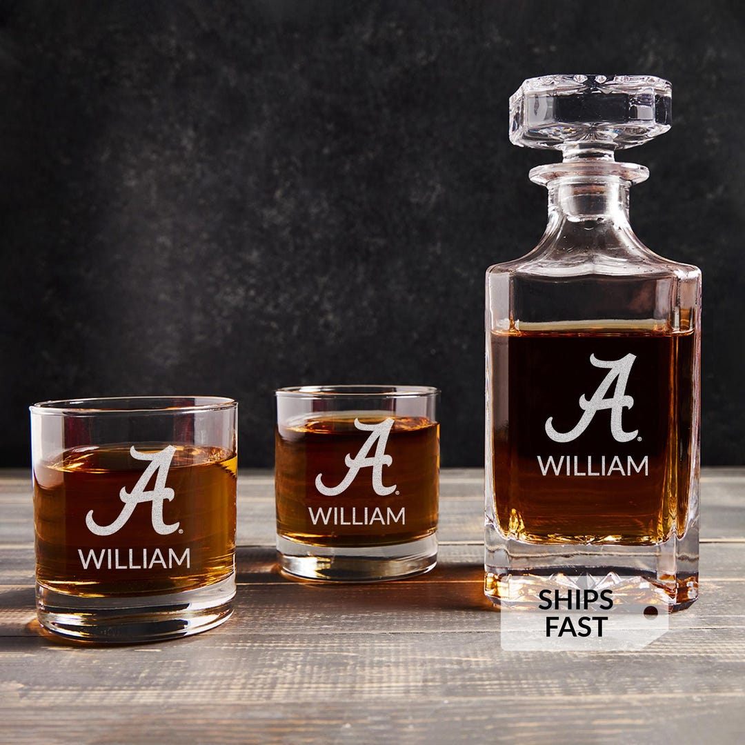 Personalized Alabama Whiskey Decanter (single) or Decanter Set W/ 2 ...