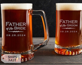 Engraved Personalized Father of the Groom or Father of the Bride Beer Mug by Lifetime Creations: Large 25 oz Custom Wedding Beer Mug