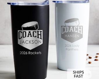 Personalized Hockey Coach Tumbler by Lifetime Creations: Thank You Gift for Hockey Coaches, Hockey Coach Gift Ideas, Coach Appreciation