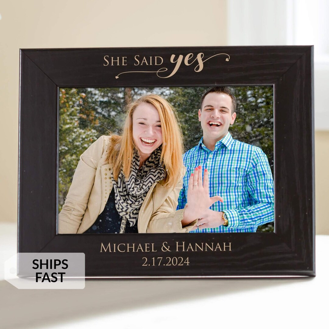 Engraved Personalized Engagement Picture Frame black by Lifetime