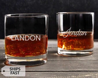 Engraved Personalized Whiskey Glass by Lifetime Creations: Old Fashioned Rocks Glass with Name, Groomsman Gift, Scotch Lover, SHIPS FAST