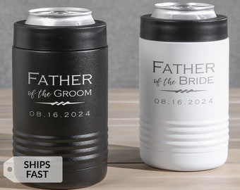 Engraved Personalized Father of the Bride or Father of the Groom Can Cooler by Lifetime Creations: Can Holder, Beer Bottle Holder SHIPS FAST
