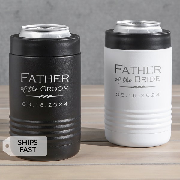 Engraved Personalized Father of the Bride or Father of the Groom Can Cooler by Lifetime Creations: Can Holder, Beer Bottle Holder SHIPS FAST