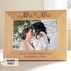 Personalized Mrs. & Mrs. Picture Frame by Lifetime Creations: Custom Wedding Gift for Lesbian Couple, LGBTQ Engagement, Gift for Brides
