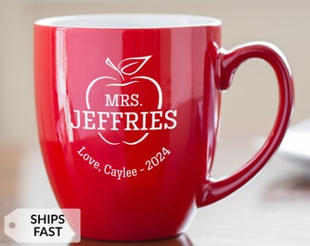 Engraved Personalized Teacher Coffee Mug by Lifetime Creations: 16 oz, Personalized Teacher Gift for Christmas, Holidays, Dishwasher Safe