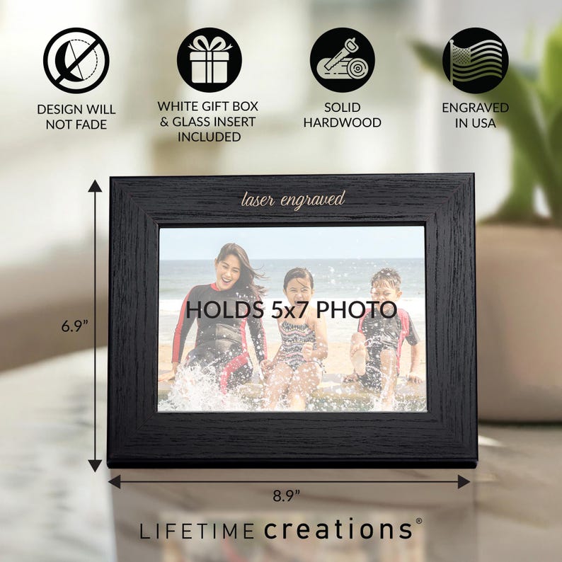 Personalized Godparent Picture Frame (Black): Personalized Godmother Gift, Personalized Godfather Gift, Gifts for Godparents, MADE IN USA image 9