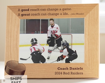 Personalized Hockey Coach Picture Frame by Lifetime Creations: Engraved Youth Hockey Coach Frame, High School Hockey Coach Thank You Gift