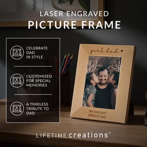 Personalized Girl Dad Picture Frame by Lifetime Creations: Fathers Day Gifts for Girl Dads, Girl Dad Gifts, Father's Day Gifts image 2