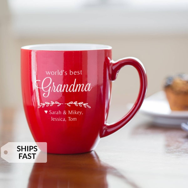 Engraved Personalized World's Best Grandma Coffee Mug: Dishwasher Safe Nana Coffee Mug for Mother's Day Gift, Birthday, Abuelita Mug