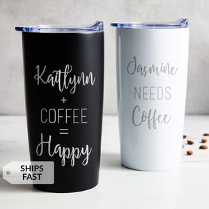 Custom Engraved Stainless Steel Coffee Tumbler by Lifetime Creations: Personalized Coffee Mug, Personalized Coffee Travel Mug SHIPS FAST afbeelding 1