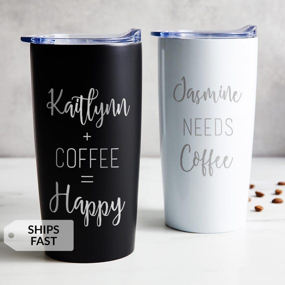 Custom Engraved Stainless Steel Coffee Tumbler by Lifetime Creations: Personalized Coffee Mug, Personalized Coffee Travel Mug SHIPS FAST