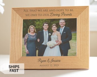 Personalized Wedding Picture Frame for Parents of Bride & Groom by Lifetime Creations: Wedding Gift for Parents Thank You SHIPS FAST