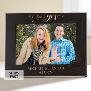 Engraved Personalized Engagement Picture Frame (Black) by Lifetime Creations: 5x7 8x10 Engagement Frame Gift, She Said Yes Frame