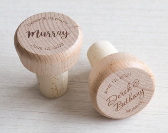 50 Personalized Wine Stoppers by Lifetime Creations: Wedding Wine Corks, Wedding Wine Favors Shower Favors, Wood Bottle Stoppers, Wine Corks