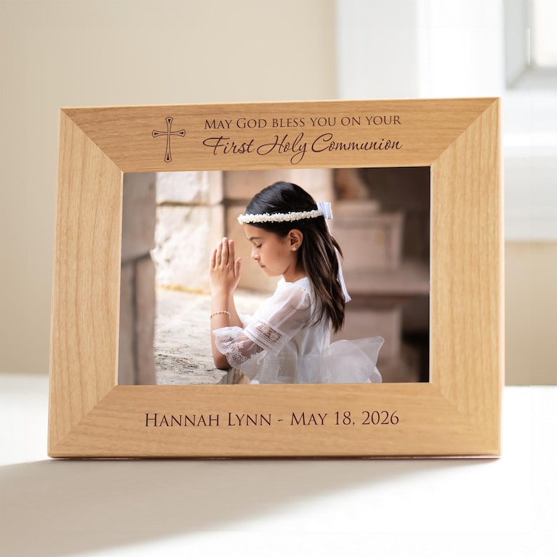Personalized First Communion Picture Frame by Lifetime Creations: Boys Girls First Communion Gift, 1st Holy Communion Gifts, ENGRAVED IN USA image 3