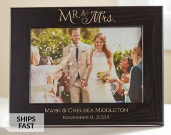 Engraved Personalized Mr & Mrs Picture Frame (Black) by Lifetime Creations: 5x7 8x10 Wedding Frame, Mr and Mrs Gift Bride Groom SHIPS FAST