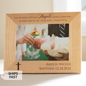Personalized Baptism Picture Frame by Lifetime Creations: Engraved Baby Baptism Gift for Boy or Girl, Bautizo Regalo, Christening Baptismal image 1