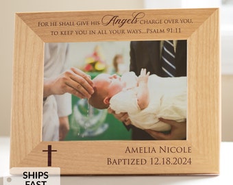 Personalized Baptism Picture Frame by Lifetime Creations: Engraved Baby Baptism Gift for Boy or Girl, Bautizo Regalo, Christening Baptismal