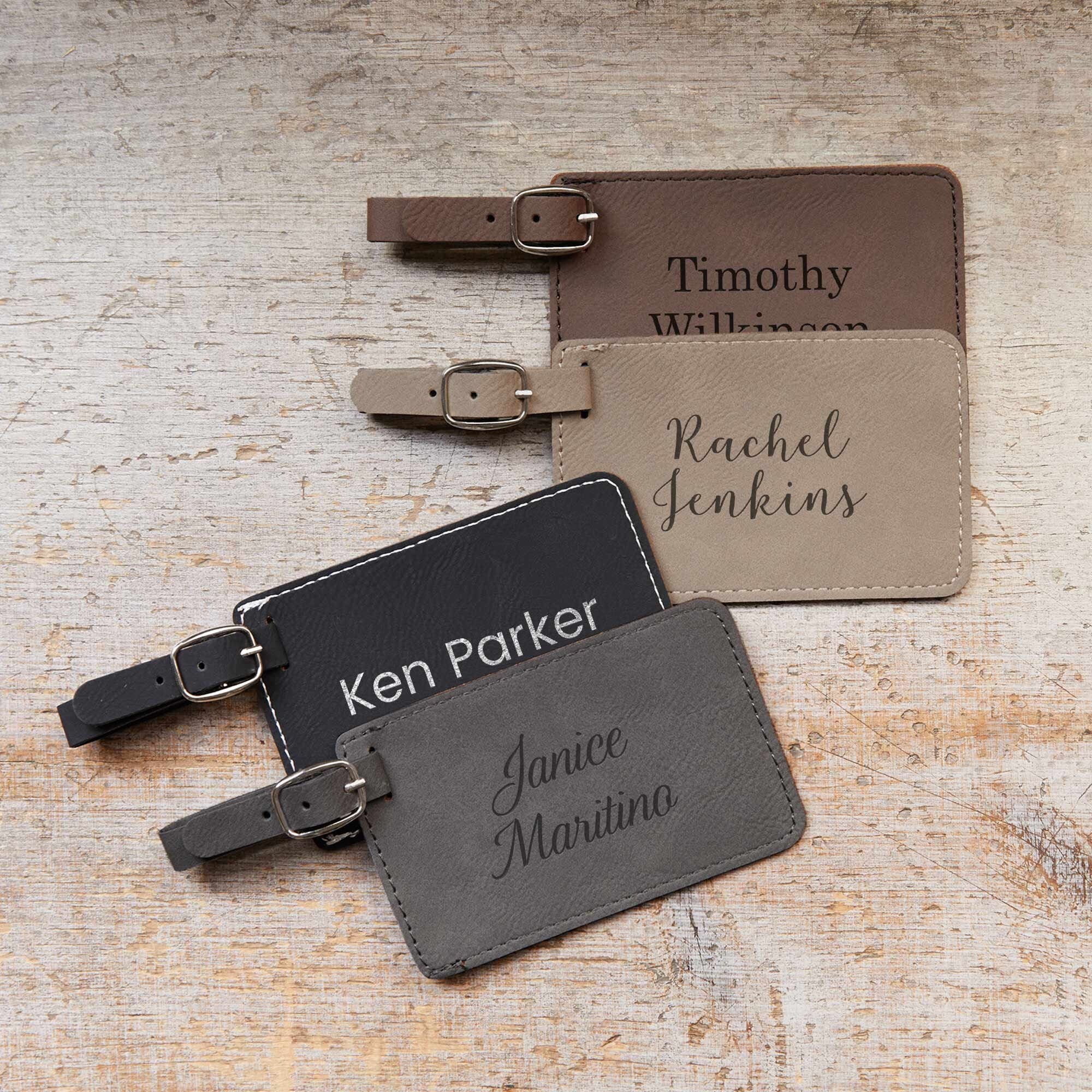 Personalized leather luggage tag with monogram - Brute Handcraft