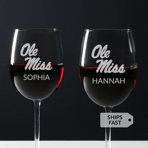 Personalized Ole Miss Rebels Wine Glass by Lifetime Creations: Licensed Ole Miss Rebels Graduation Gift, Ole Miss Glasses MADE IN USA