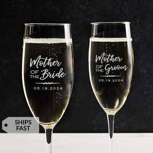 Engraved Personalized Mother of the Bride or Mother of the Groom Champagne Glass by Lifetime Creations: Stemmed Toasting Flute Wedding Gift