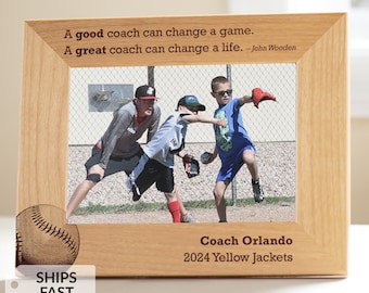 Personalized Baseball Coach Picture Frame by Lifetime Creations: Engraved Gift for Youth Baseball Coaches from Team, Thank You, SHIPS FAST