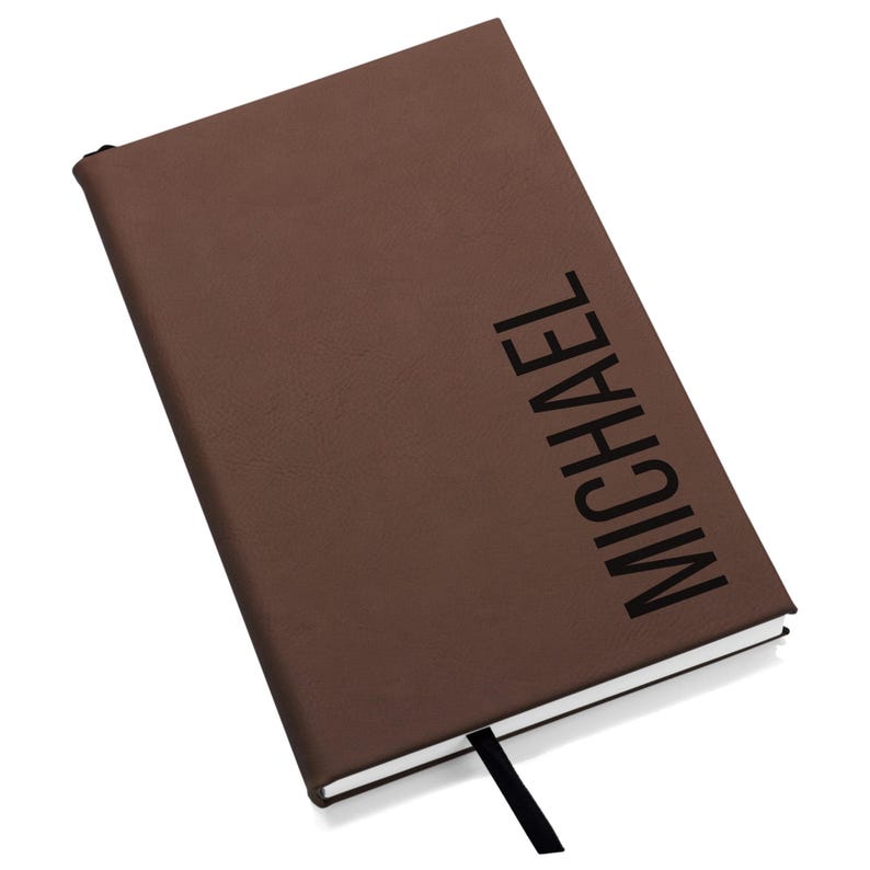 Personalized Notebook Journal by Lifetime Creations: Custom Hardcover Vegan Leather Writing Journal, Blank Notebook Journal for Men Gift Dark Brown