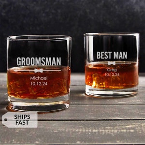 Engraved Personalized Groomsman Whiskey Glass by Lifetime Creations: Groomsmen Proposal Gifts, Old Fashioned Rocks Lowball BULK DISCOUNT