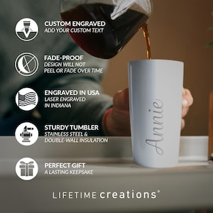 Personalized Name Tumbler: Engraved 20 oz Stainless Steel Travel Coffee Mug with Lid and Gift Box image 2