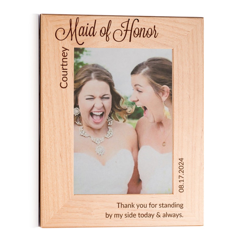 Personalized Maid of Honor Picture Frame by Lifetime Creations: Engraved Matron of Honor, Junior Bridesmaid Proposal Gifts, Thank You Gift image 3