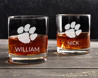 Personalized Clemson Tigers Whiskey Glass by Lifetime Creations: Officially Licensed Clemson Gift, Clemson Gifts for Men, Clemson Football