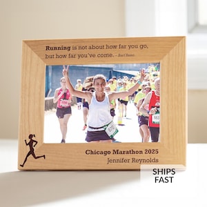 Personalized Running Picture Frame – Custom Gift for Runner or Marathoner – 5K 10K Half Marathon Gift, ENGRAVED IN USA by Lifetime Creations
