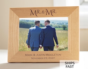 Personalized Mr. & Mr. Picture Frame by Lifetime Creations: Wedding Gift for Gay Couple, LGBTQ Engagement, Gift for Grooms, Gay Wedding Gift
