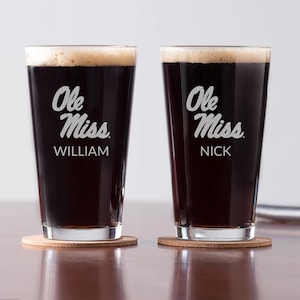Personalized Ole Miss Pint Glass by Lifetime Creations: Licensed Ole Miss Gift, Ole Miss Graduation Gift, Ole Miss Glass, MADE IN USA