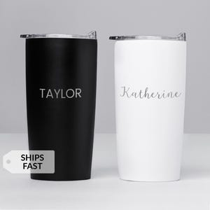 Name Tumbler Engraved 20 oz Insulated Double Wall Stainless Steel Travel Mug