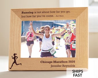 Personalized Running Picture Frame – Custom Gift for Runner or Marathoner – 5K 10K Half Marathon Gift, ENGRAVED IN USA by Lifetime Creations